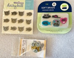 5 Diff Sets of Decorative Cat & Flower Themed Brads-Assorted Brands -You Choose