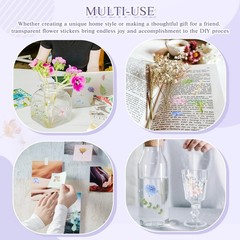 160Pcs DIY Flower Stickers, Transparent Decals, Journaling