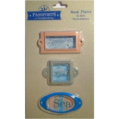 2 SETS of 3 BOOK PLATES Beach Ocean Vacation PASSPORTS for SCRAPBOOKING Sonnets