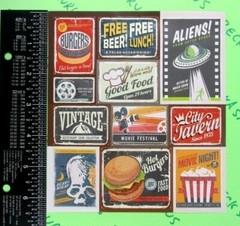 Advertisement & Movie Signs Glitter Sticker Sheet