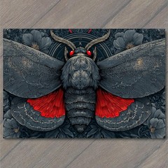 STICKER Gothic Death Moth Red Wings Crimson Eyes Floral Nocturne Occult