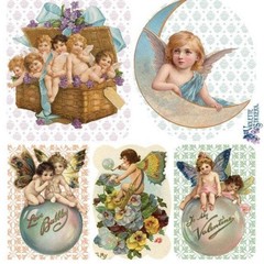 Violette Stickers – Victorian Angels – 1 Angel Stamp Sticker Sheet – Crafts