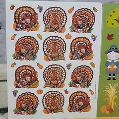 Thanksgiving Scrapbooking Stickers Lot Of 4 Turkeys Words Phrases AGC Hallmark