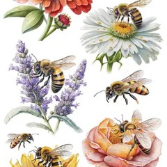 Violette Stickers – 1 Bee & Flower Garden Sticker Sheet – Stationery Scrapbooks