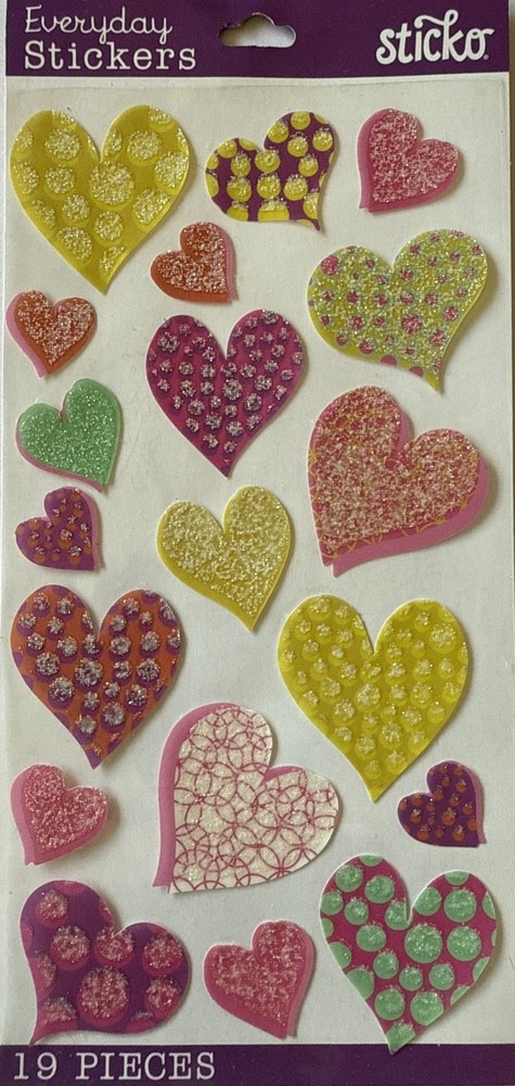 HEART CIRCLES Glitter Stickers(19pc)Sticko…Love…Valentine’s Day…Wedding…Couples…