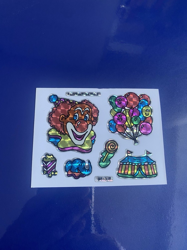 Vintage Prism Clown Circus Sticker Sheet Vending 4×3 Inches Htf