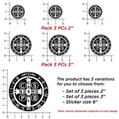 (3 PCs) St Benedict Medal Sticker Saint Stickers 3 PCs 3″, Multi