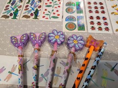 Sandylion Mrs. Grossman’s Bug Flower Sticker Sheet Folder Pencil Box Eraser Lot