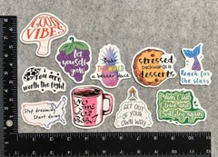 Lot of 10 Assorted Positive Affirmation Stickers Smile Happy Love Fitness