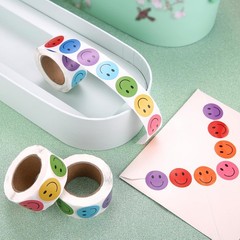 1500 Pcs Happy Smile Face Stickers for Kids,3 Rolls Classroom Incentive Reward D