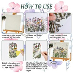 HICOHAND Rub on Transfers for Crafts, 3 5.91 x 11.81 inches, Wild Flowers