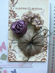 EGGPLANT, ORCHID PINK, Lt BROWN Feather Fabric Satin 35-70mm 5Flower Pk N2 B NJC