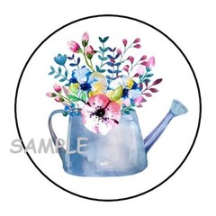30 Watering Can With Flowers Envelope Seals Labels Stickers 1.5″ Round garden