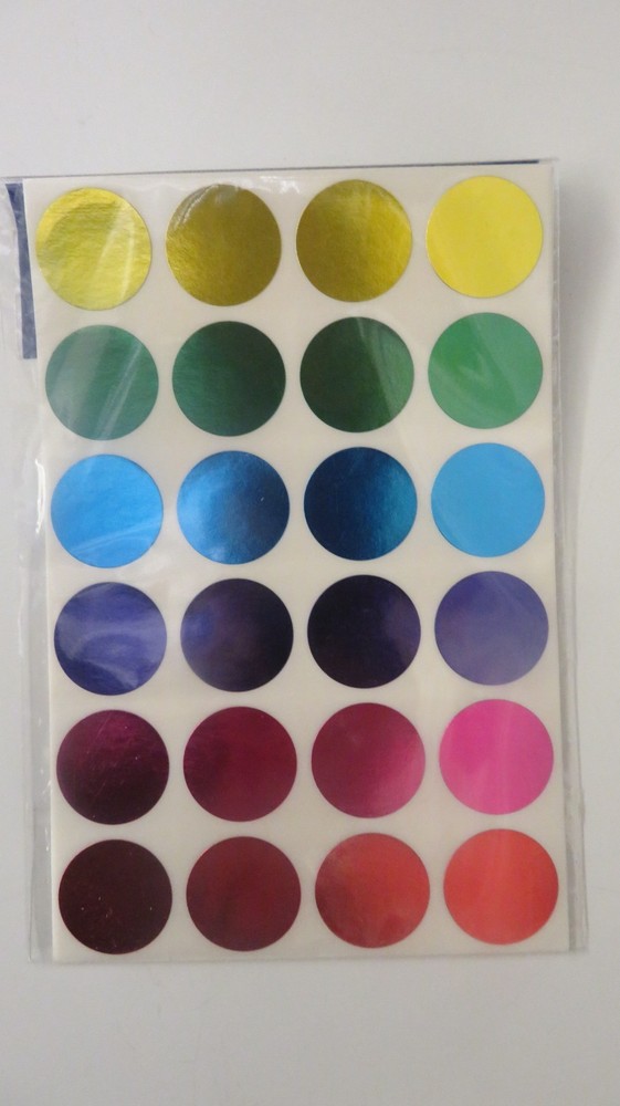 METALIC Colored 1 Inch Circle Stickers In 6 Assorted Colors Permanent Adhesive