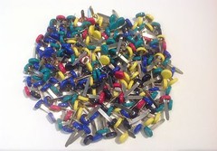 HyGlo Deco Fasteners – 3/8″ Colored Top Brads – 200 – NEW
