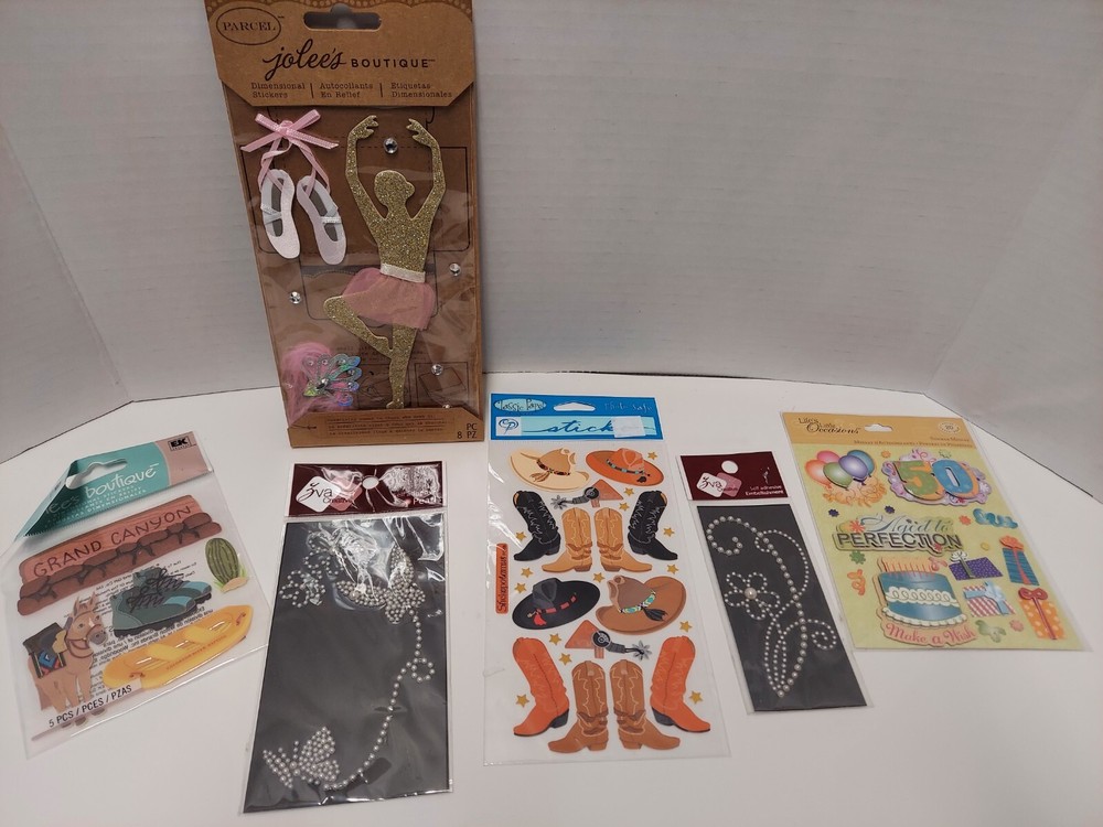 Lot of 6 Mix Brands Scrapbooking Stickers, Crafts Etc!