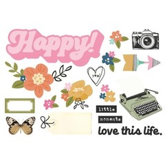 SS Page Pieces DieCuts Take Note Happy! Typewriter Camera Love this Life Moments