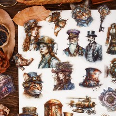 20Pcs Vintage Steampunk PET Stickers Journal Planner Decals Scrapbooking Crafts