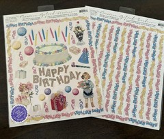 Vintage Gifted Line Birthday Stickers-2 large sheets