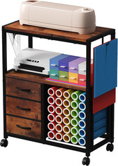 Vinyl Roll Storage Cart with 3 Fabric Drawers, Craft Organization and