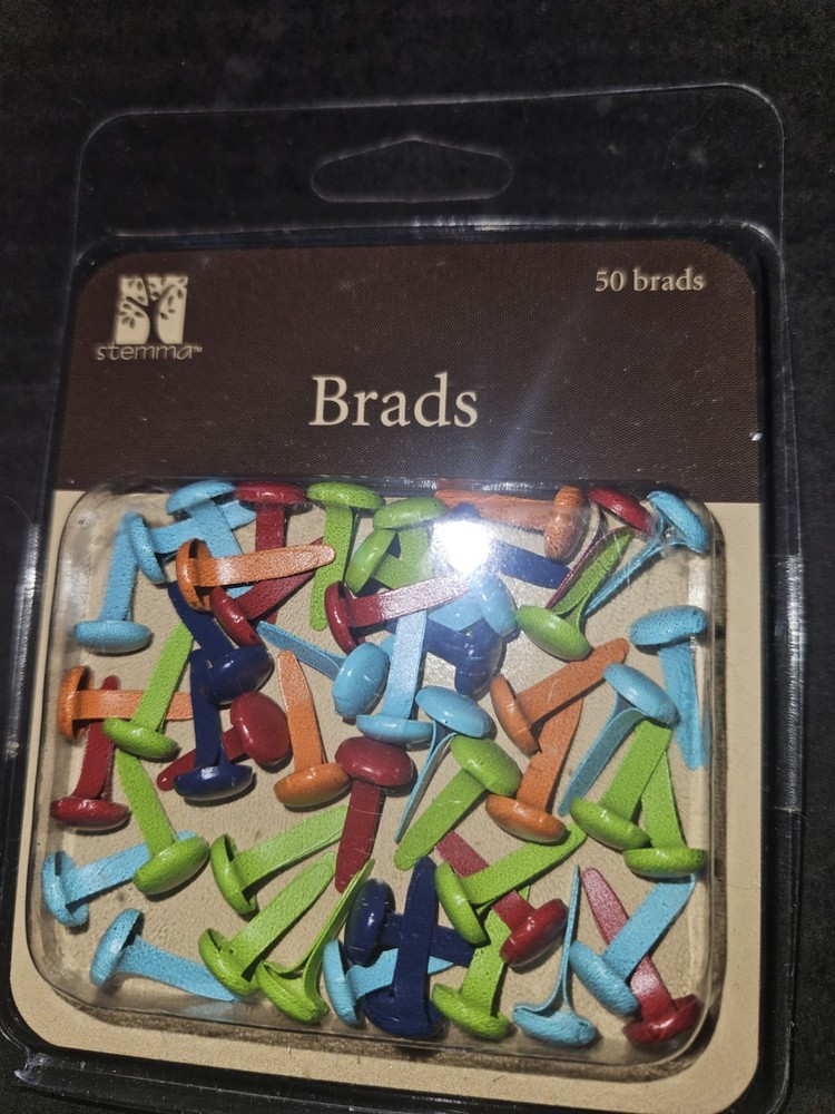 Stemma 50 Brads Travel Primary colors assorted Scrapbooks Cards