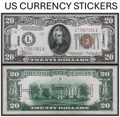 $20 Dollar 1934-A Federal Reserve Note “Hawaii” (US CURRENCY STICKERS) Lot Of 1