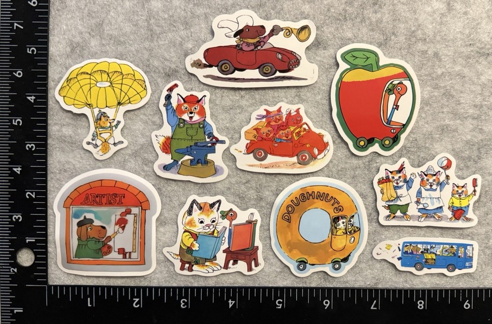 Lot of 10 Assorted Richard Scarry Animal Stickers