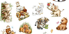 MOREHEAD BABY ANIMAL STICKERS SEALS 8″X10″ Full Sheet #41 Panda Bear Unicorn
