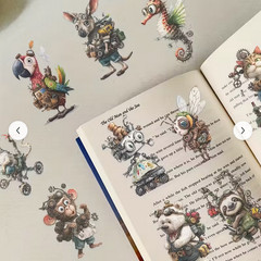 25 PIECE STEAMPUNK ANIMALS SUPER CUTE STICKERS SCRAPBOOK JUNK JOURNAL PHONE #30