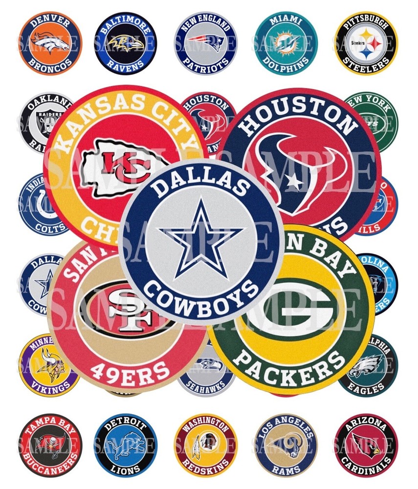 15 Pre-Cut NFL Football Teams 1 Inch Bottle Cap Images (63 Options)
