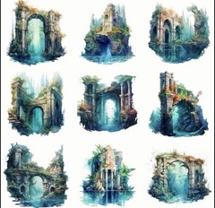 10pcs Underwater Lost Cite Stickers- Scrapbook, Journal, DIY Crafts & Cards