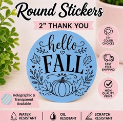 40 FALL STICKERS 2″ LABELS SEALS THANK YOU SCRATCH RESISTANT FALL AUTUMN LEAF