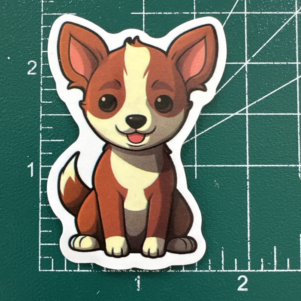Chihuahua Gold And White Puppy Dog Cute Decal Sticker 1 3/4” x 2 1/2”