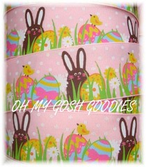 1.5 CHOCOLATE EASTER BUNNY SURPRISE GROSGRAIN RIBBON RABBIT EGGS 4 HAIRBOW BOW