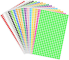 1/4 Inch round Color-Code Dot Stickers,6800 Pcs 0.25 X 0.25 Inch 16 Colors