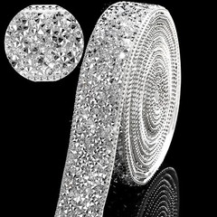 Silver 108″ x 1″ Bling Rhinestone Crystal Diamond DIY Decor Strip Sticker Decal
