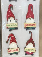 2 Christmas Paper Crafts Merry Christmas Gnomes 3D Wood Stickers Santa is Here