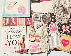 Sweet Love Theme Papercraft Ephemera Kit, Scrapbook Stickers, Junk Journal Kit