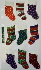 PRISMATIC CHRISTMAS STOCKING Binder Stickers(9pc)Sticko…Dots…Holiday…Card Making
