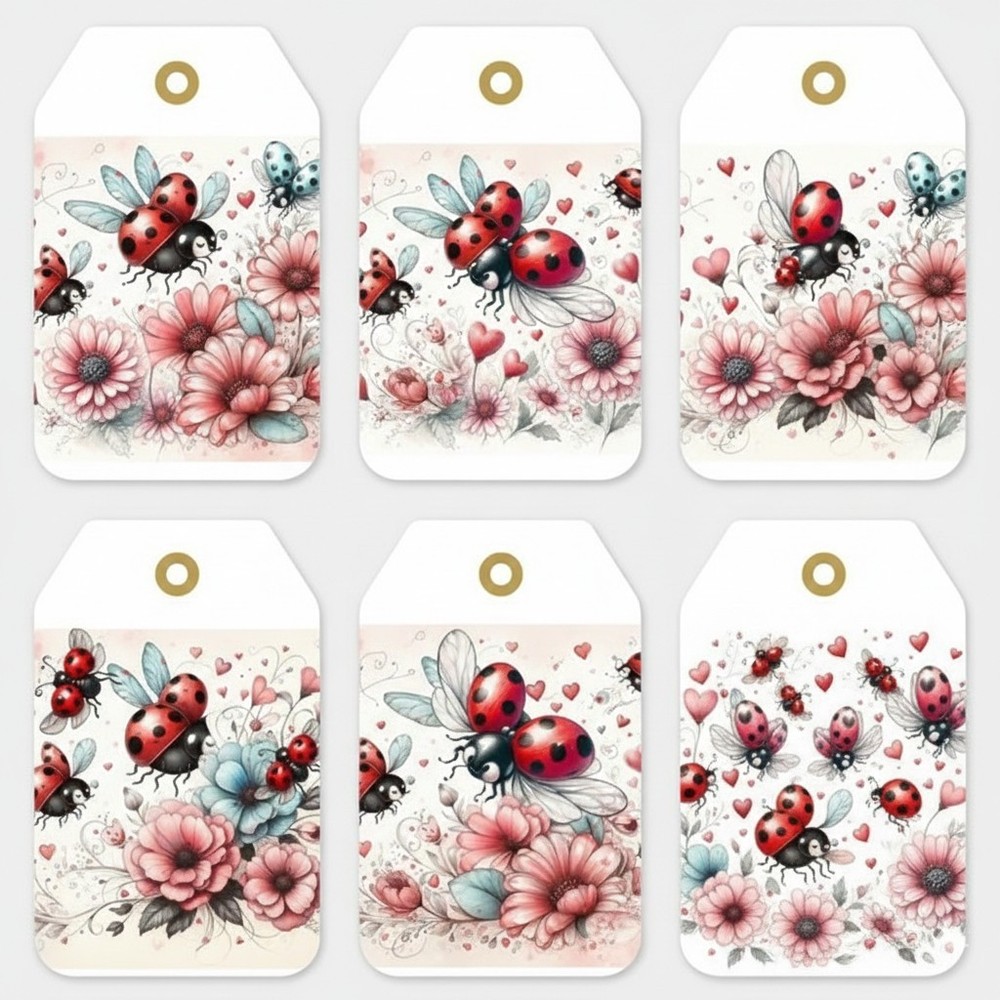 Ladybug Tags Junk Journal Scrapbook Choose A Set