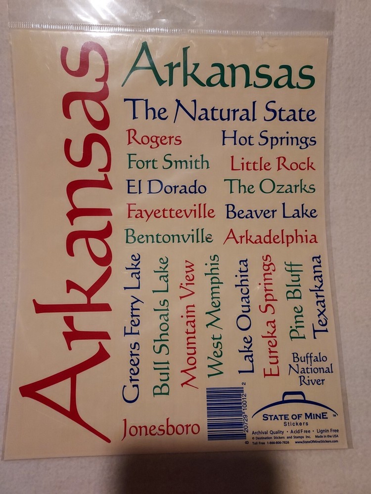 State Of Mine Arkansas Sticker Sheet 8 1/2” X 11” Sheet