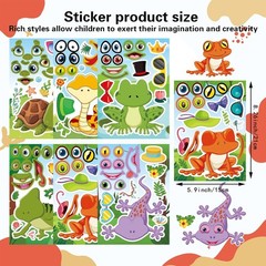 36 PCS Make a face Sticker for Kids Toddlers, Make Your Own Reptile Animal Mi