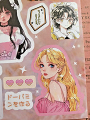 Kawaii Anime Girl Sticker Sheet Matte Japanese Text Deco Journaling Scrapbook