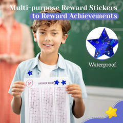 500 PCS Holographic Blue Star Stickers, 1 Inch Self Adhesive Metallic Glitter Fo