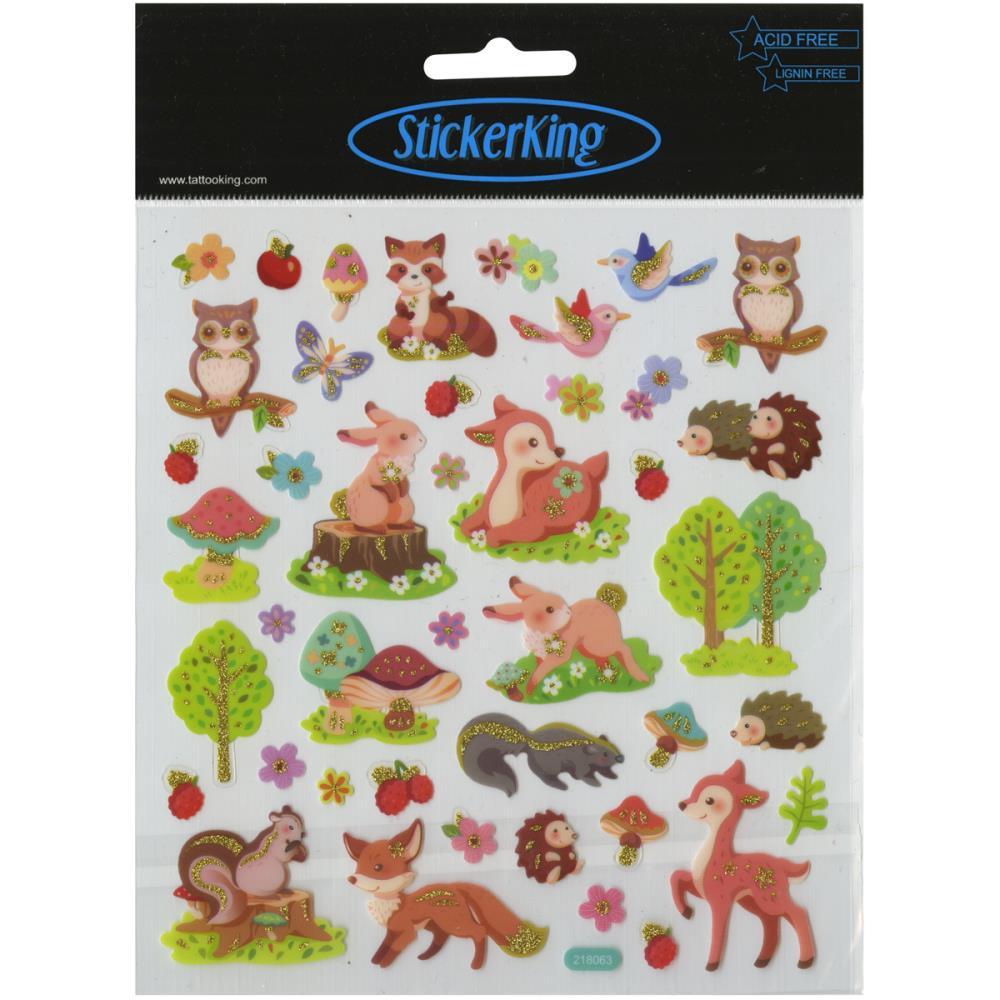 Scrapbooking Crafts Stickers Forest Animals Fox Owl Deer Bunnies Squirrel Trees