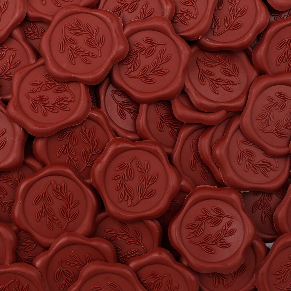 60Pcs Olive Branch Wax Seal stickers Brownish red Envelope Seal Stickers
