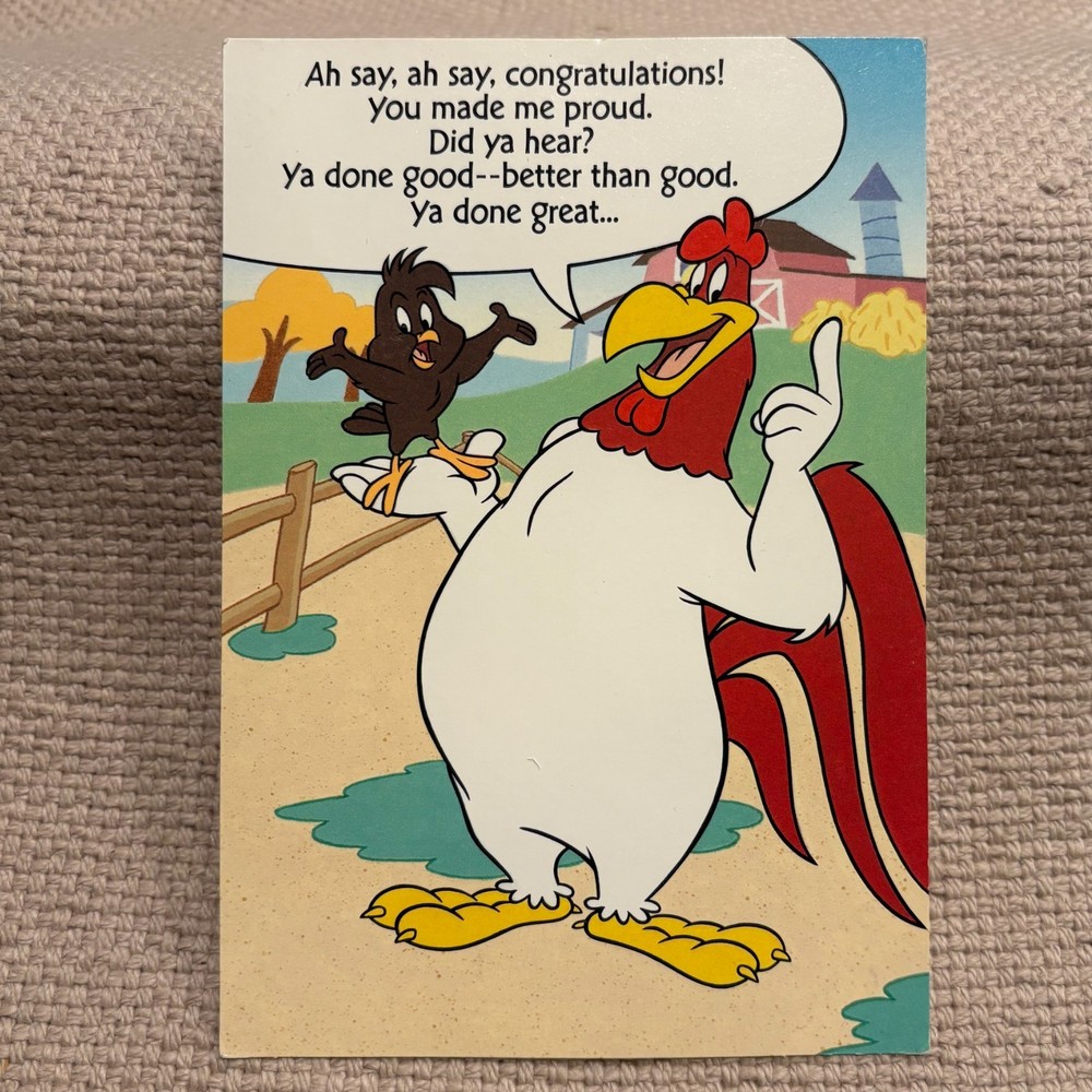Vintage Looney Tunes Foghorn Leghorn Congratulations Greeting Card NO ENVELOPE
