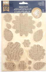LITTLE YELLOW BICYCLE Naturals BURLAP STICKERS – FLOWERS & LEAVES – 14 pcs