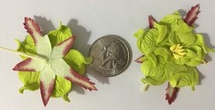 GREEN/YELLOW PREMIUM GARDENIA FLOWERS(7pc)Stamping Scrappin •Handmade•Garden•••