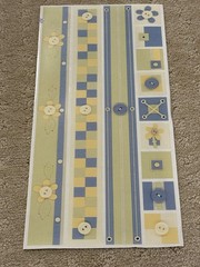 5 New Rare Vintage Pebbles Inc Blue Green And Yellow Button Sticker Sheets